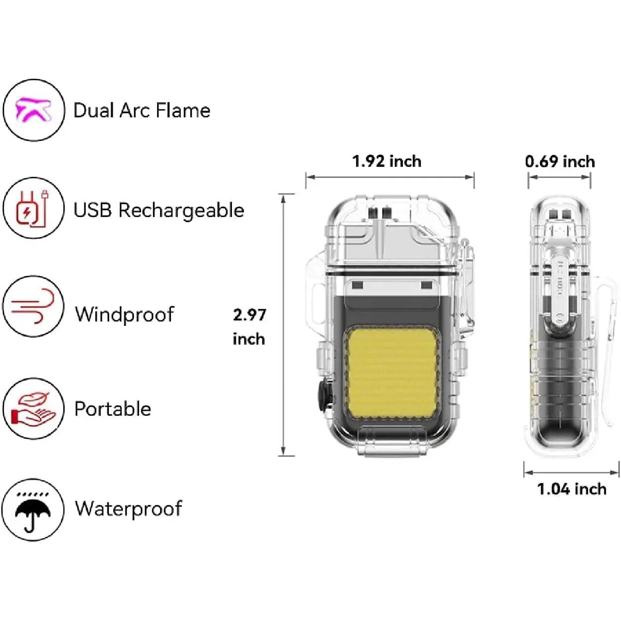 Portable Mini LED Flashlight Lighter USB Rechargeable